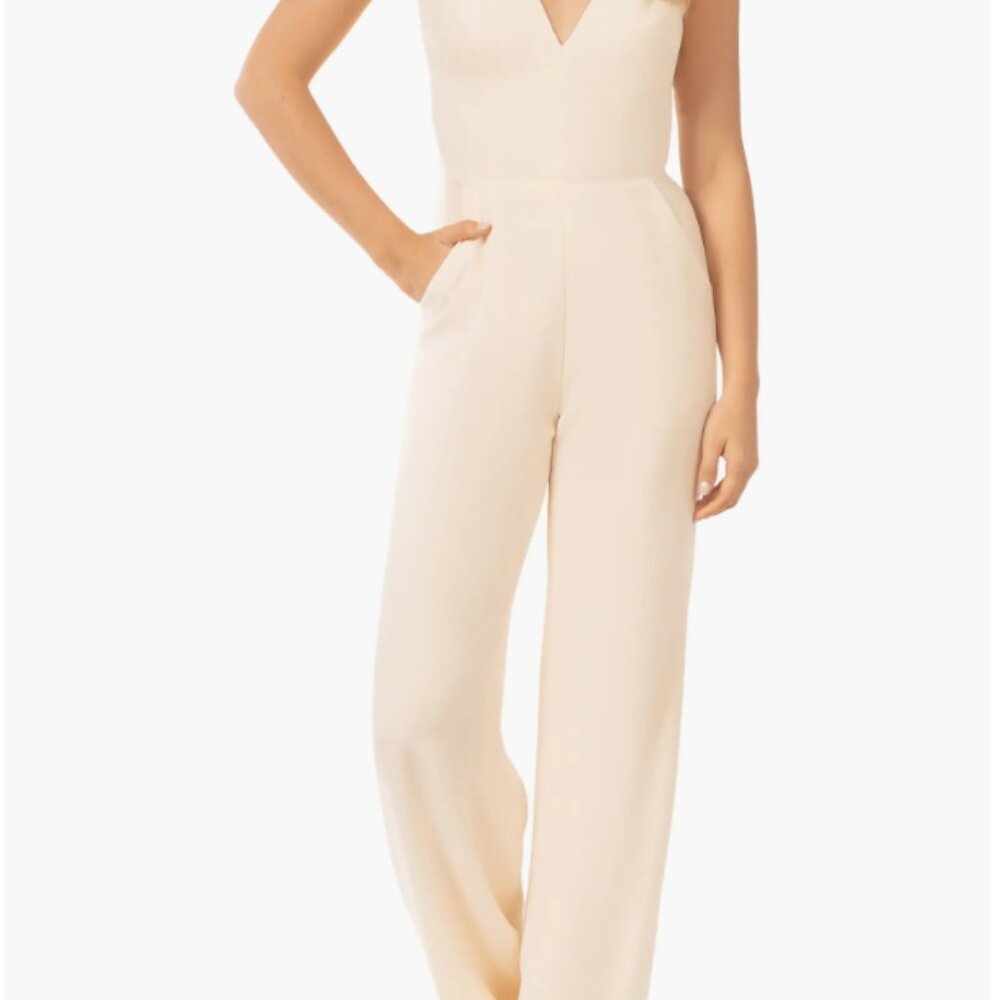 Club Monaco Cream Beige Jumpsuit with front tie (Size 0)